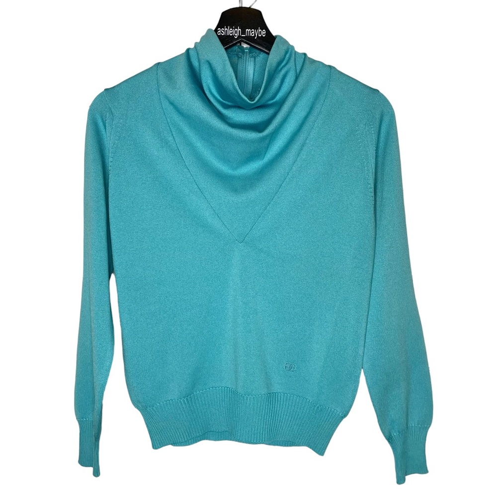 Givenchy Sport | Vintage Mock Cowl Neck Lightweight Sweater Turquoise Size 36